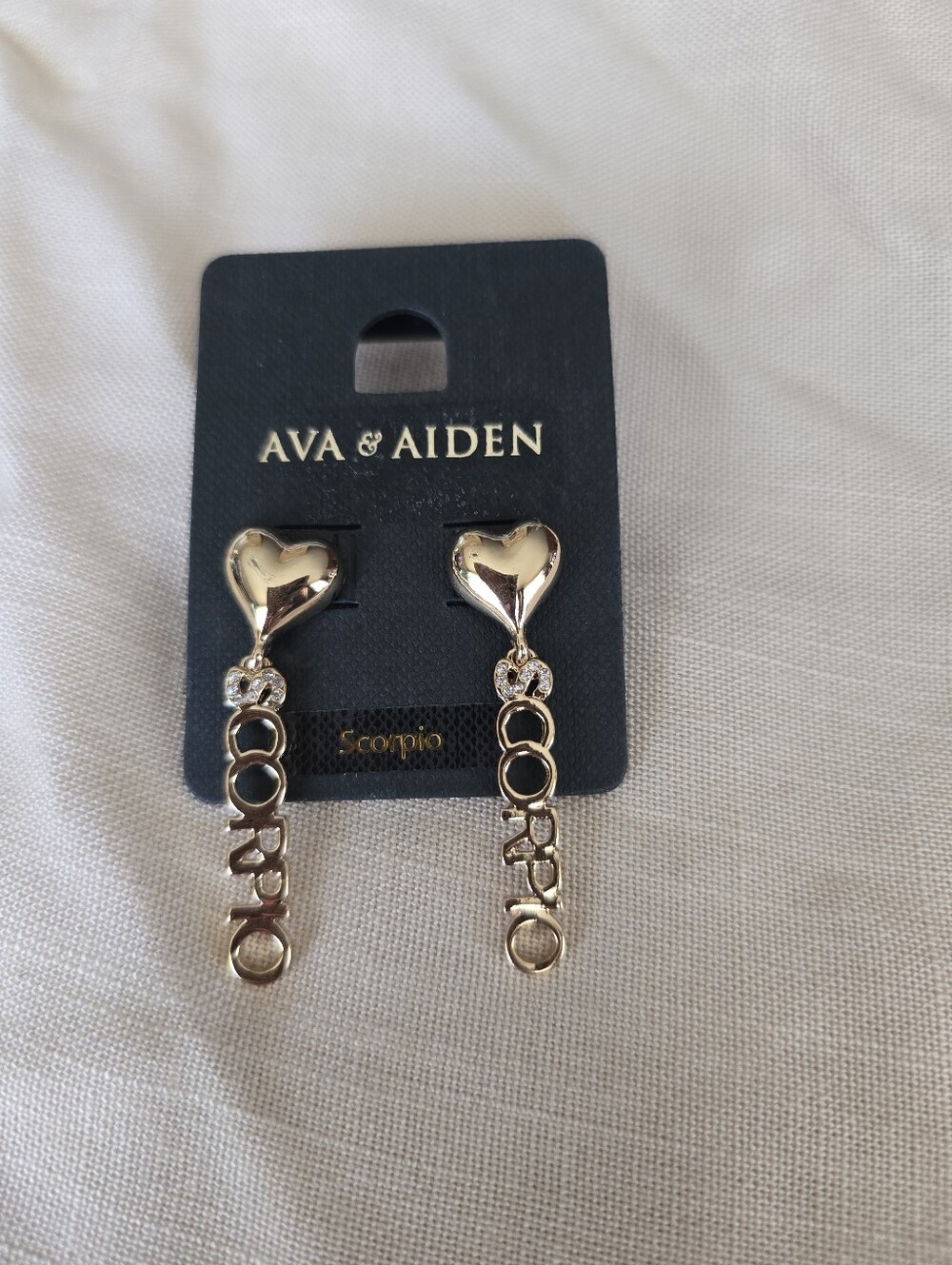 Ava & Aiden Gold Heart Scorpio Dangle Earrings